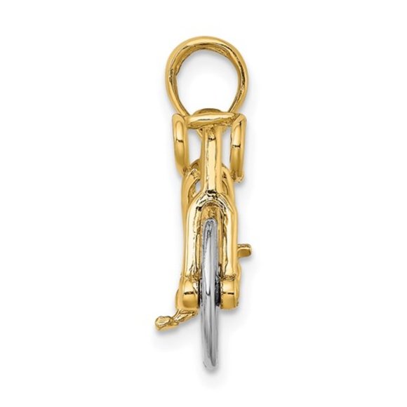 10k Two-tone Yellow & White Gold 3D Ten Speed Bike Bicycle Movable Tires Charm - Picture 7 of 10